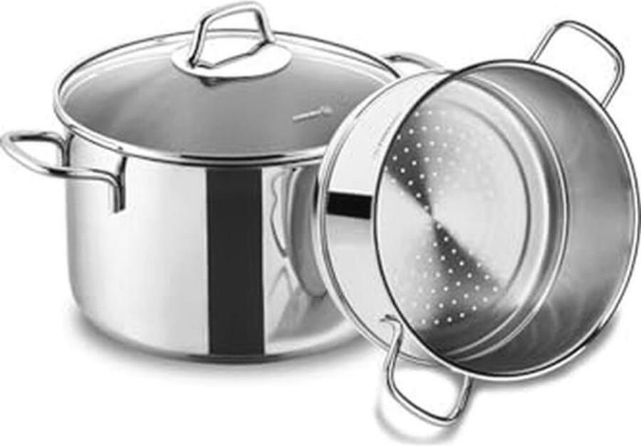 Snelkookpan RVS 4 liter Stoomkookset met 18 10 roestvrij staal