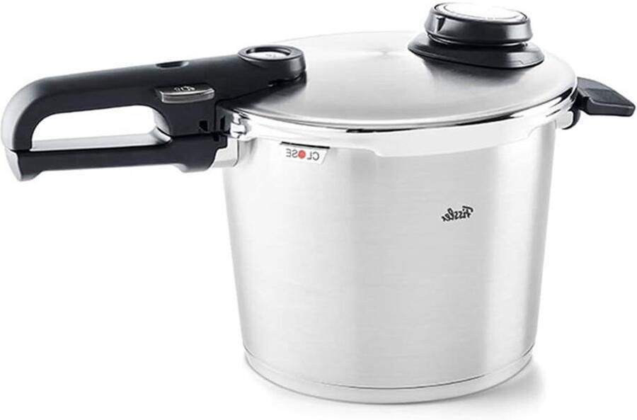 Snelkookpan RVS Drukpan Pan Gezond Koken 4 Kookstanden 6 Liter 22 cm Zilver