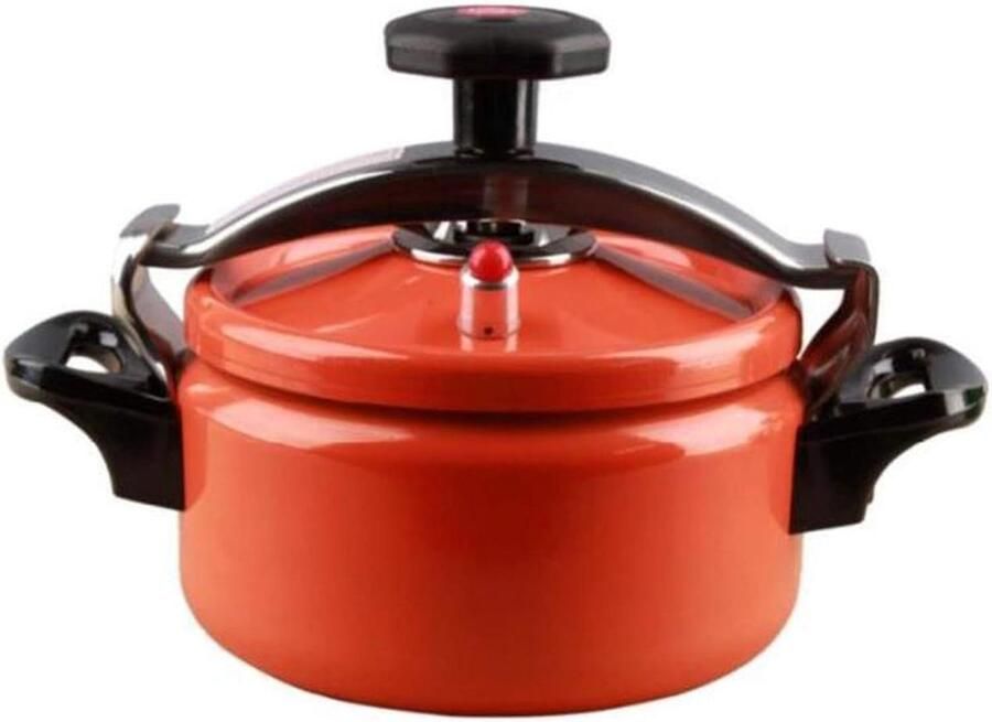 Snelkookpan RVS Drukpan Draagbaar Snelle Maaltijden Koken Universeel Fornuis Geschikt 2L Capaciteit 16x17x9CM Oranje