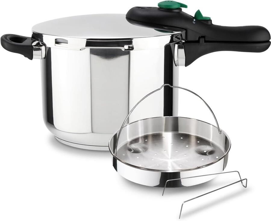 Snelkookpan RVS Drukpan Keuken Snel Koken 5 Veiligheidssystemen 5 Liter Zilver