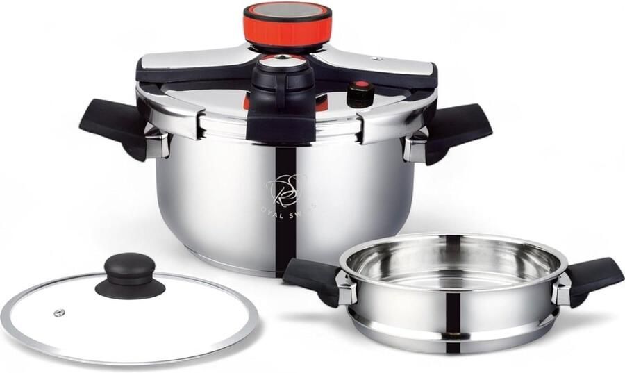 Snelkookpan RVS Drukpan Keuken Snel Koken Inclusief Stoommandje 10 Liter Capaciteit Zilver