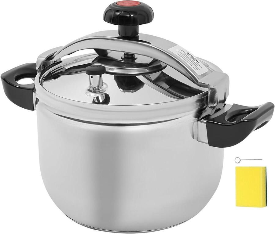 Snelkookpan RVS Drukpan Keukenpan Snel Koken Veilige Drukafvoer 9 Liter Zilver