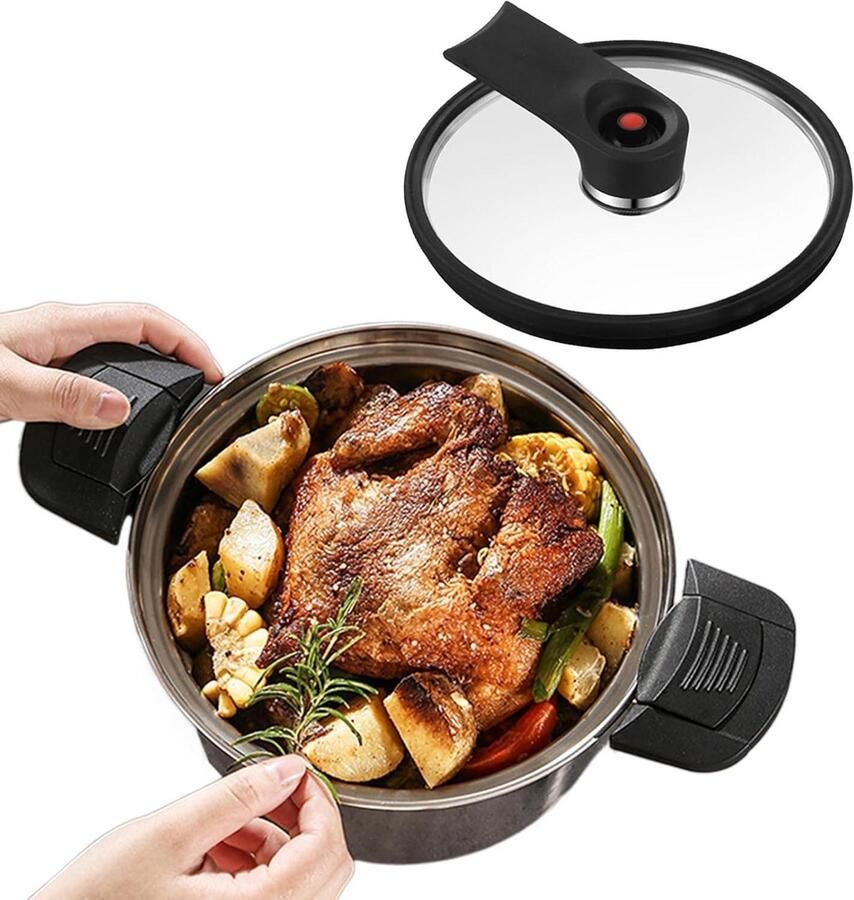 Snelkookpan RVS Drukpan Keukenpan Sneller Koken Versterkte Bodem 23 x 21 x 13 cm Zilver
