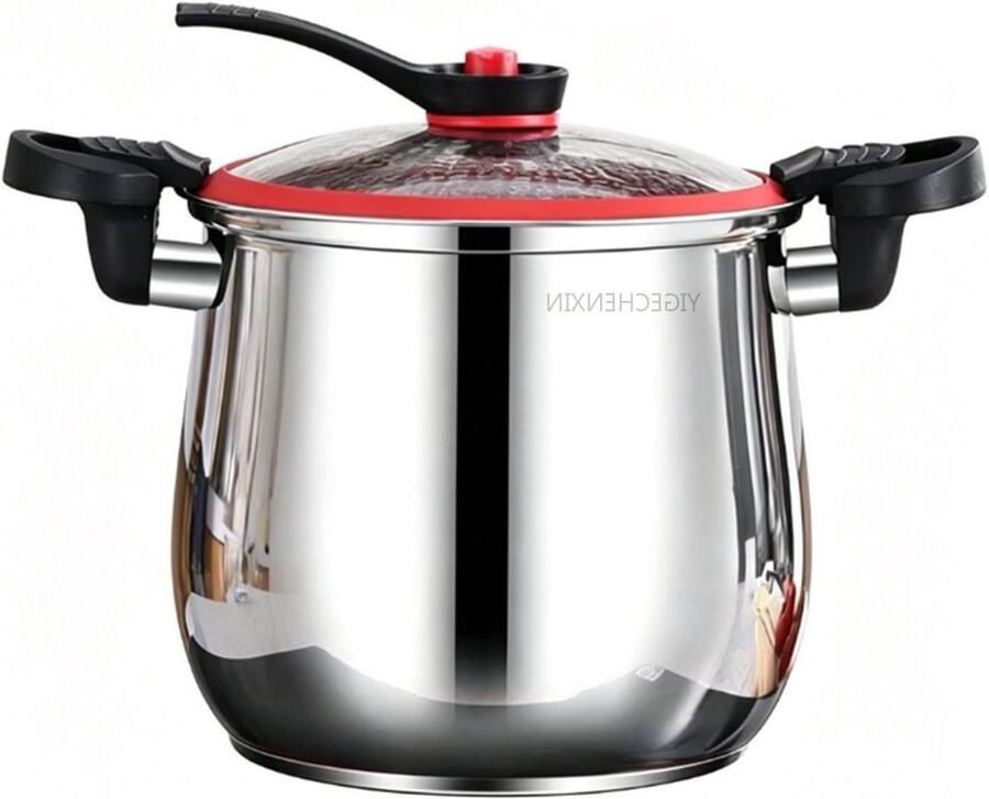 Snelkookpan RVS Drukpan Kookpan Snel Koken Helder Glazen Deksel 8L Zilverkleurig