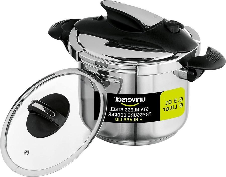 Snelkookpan RVS Drukpan Multifunctioneel Snel Maaltijden Bereiden 4-Laags Veiligheidssysteem 6 Liter Zilver