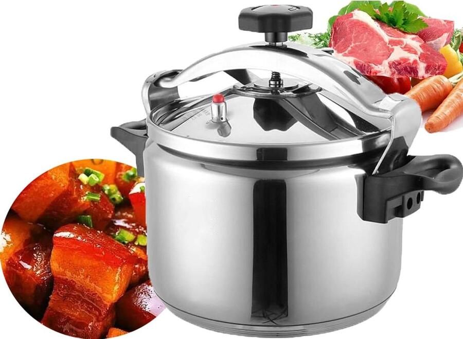 Snelkookpan RVS Grote pan Snel Koken Explosieveilig 9 Liter Zilver