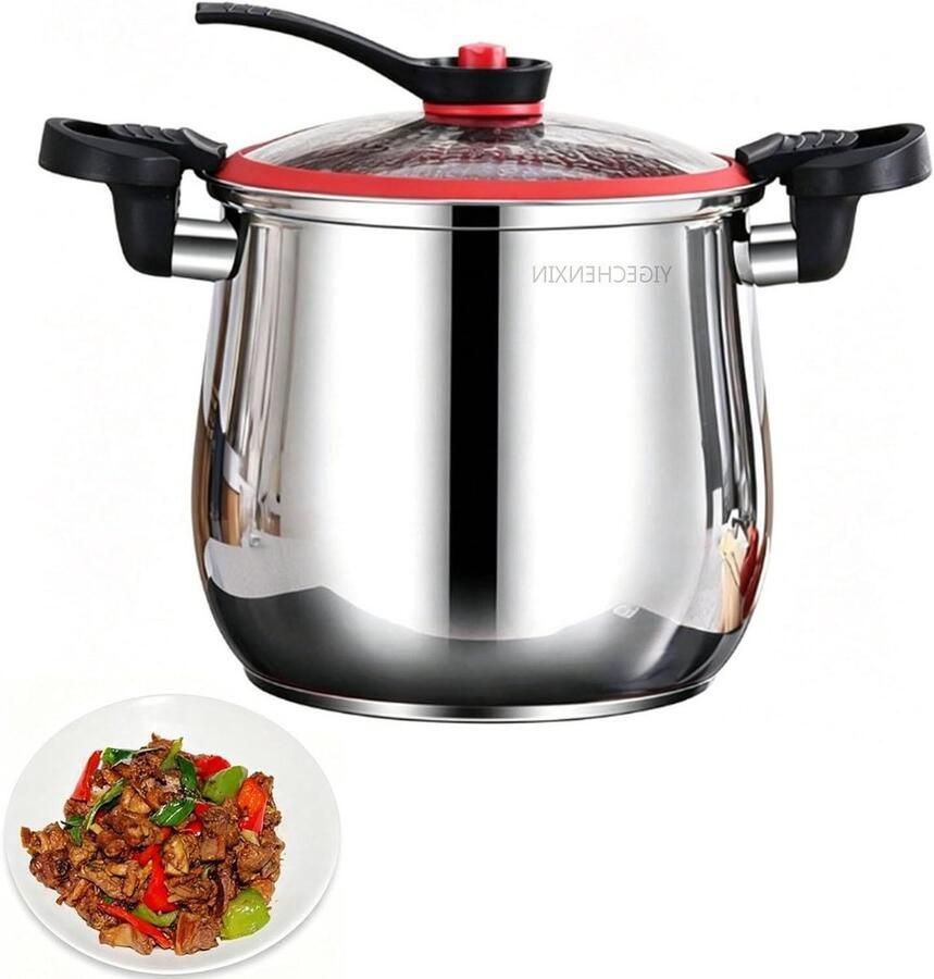 Snelkookpan RVS Hogedrukpan Keuken Maaltijden Bereiden Ergonomische Handgrepen 8 Liter Zilver