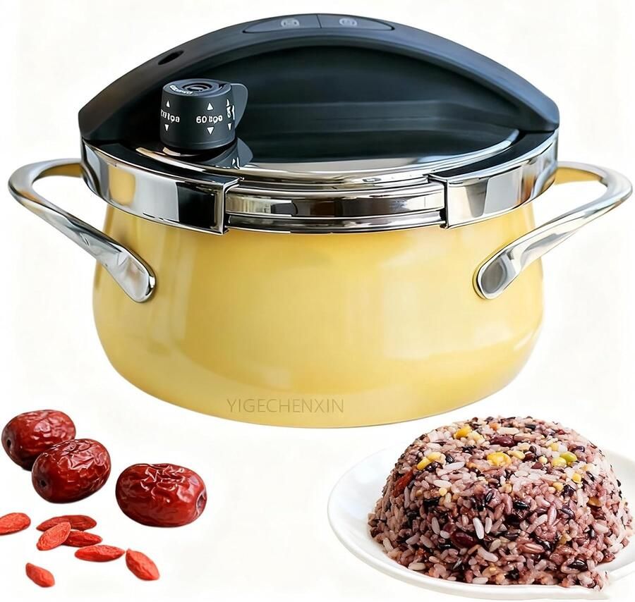 Snelkookpan RVS Multicooker Pot Thuis Koken Verdikte Bodem 3 Liter Geel