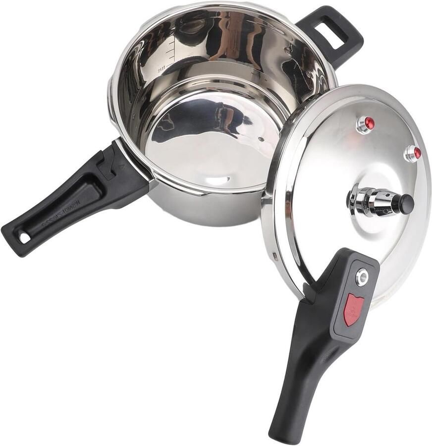 Snelkookpan Roestvrijstaal Drukpan Inductie Snel Koken Non-stick Coating 4L Zilver