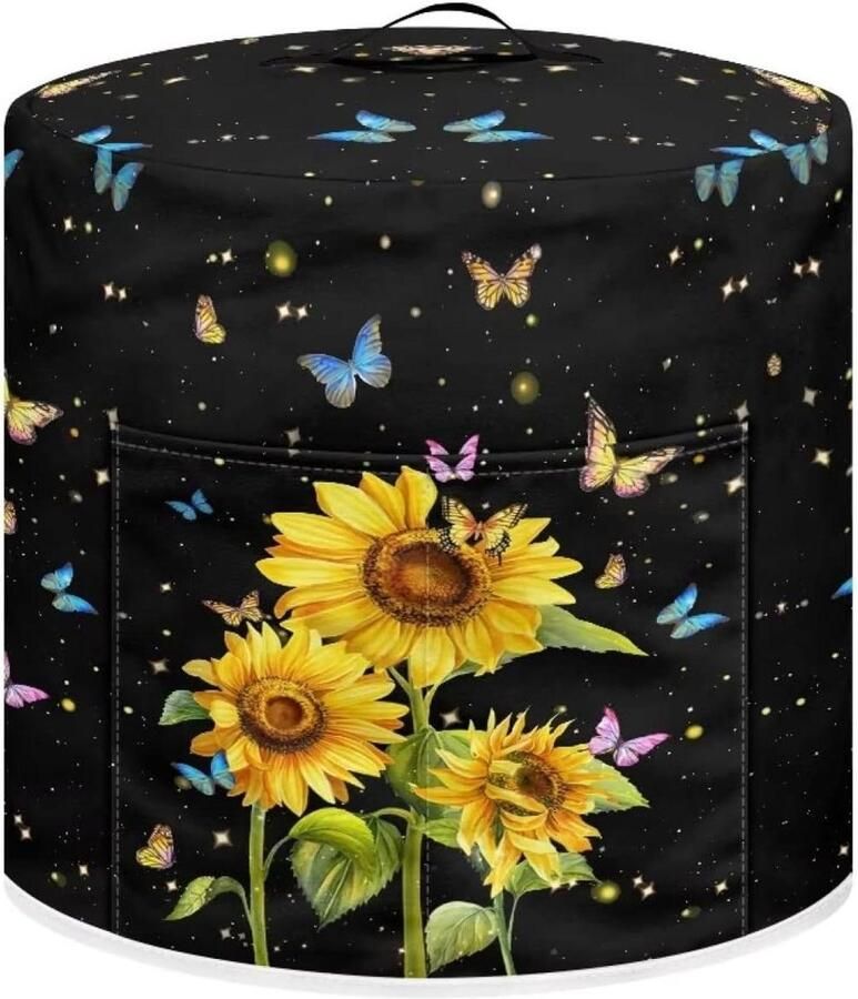 Snelkookpan Stofkap Rijstkoker Cover Keuken Beschermen Met Handgrepen L(15 x 14) Zonnebloem Vlinder