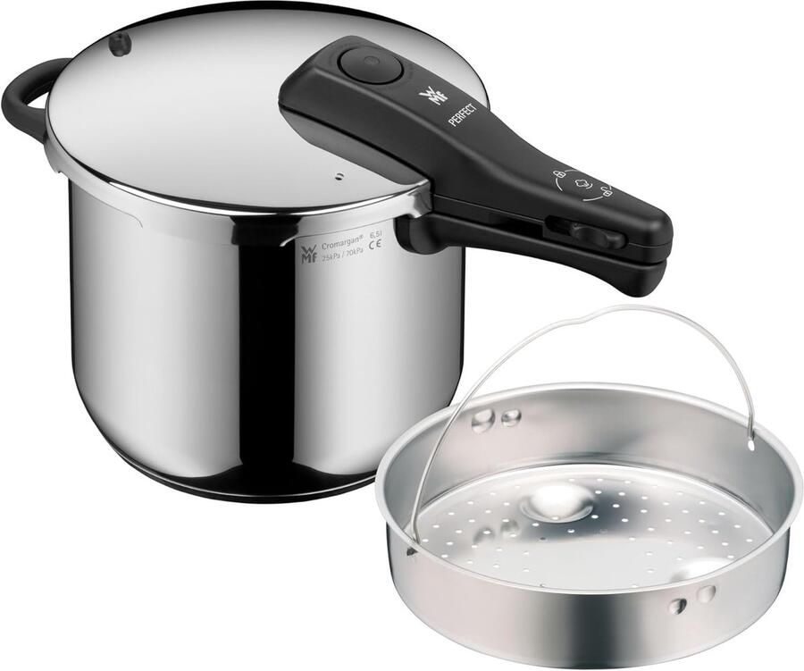 Snelkookpan Stoompan Snel Koken 2 Kookstanden 65 Liter Zilverkleurig