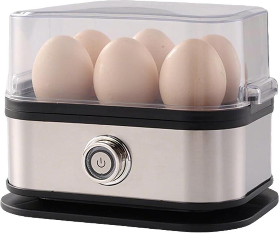 Snelle Eierkoker Apparaat voor Eieren Ontbijt Lunch Diner Instelbare Timer Automatische Uitschakeling 6 Vakken Zwart