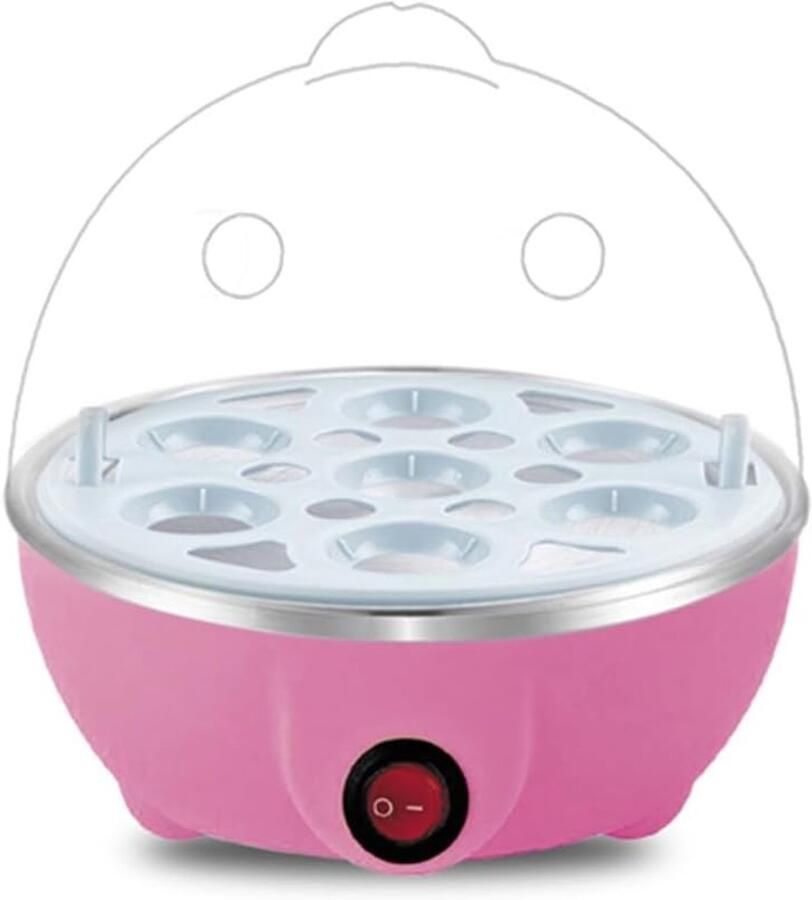 Snelle Eierkoker Elektrische Koker Ontbijt Bereiden 7 Eieren Capaciteit 22 x 21 x 20 cm Roze