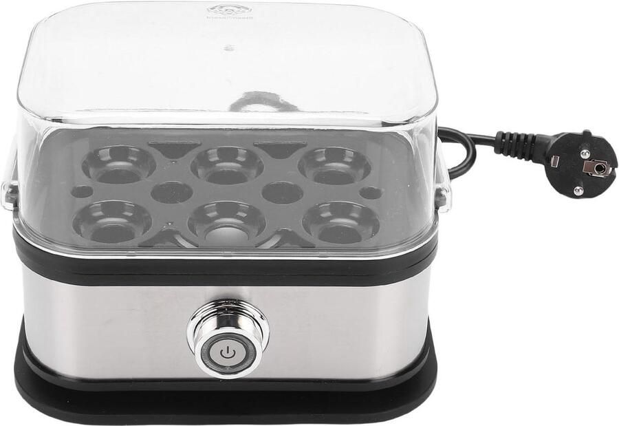 Snelle Eierkoker Omeletmaker Ontbijt Bereiden Automatische Uitschakeling Capaciteit 6 Eieren Zilver