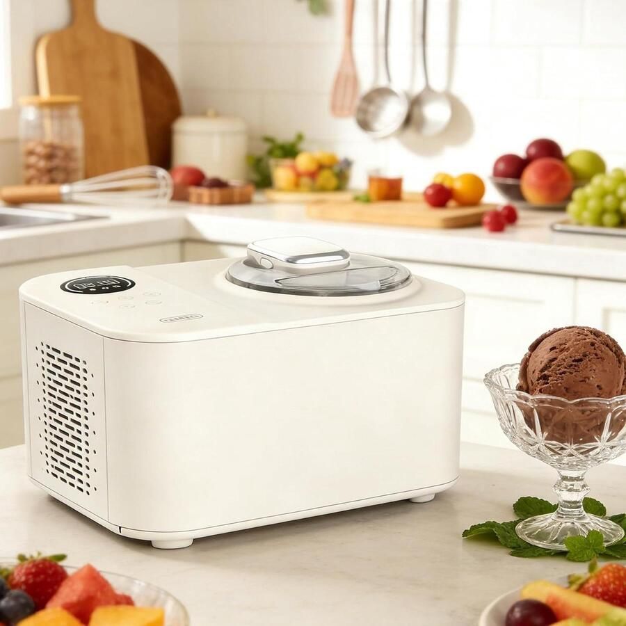 Snelle IJsmaker Dessertmachine Zelf Desserts Maken Zonder Voorvriezen 12L Inhoud Gebroken Wit