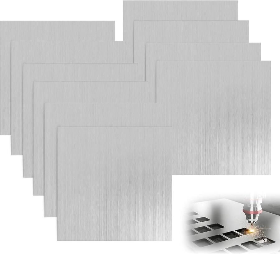 SnelShoppen 10 Stuks 304 RVS Plaat 15x15cm 0.5mm Dikte Vierkante Metaalplaat voor Creatief Knutselen DIY Reparaties Snijden Lassen en Bewerke