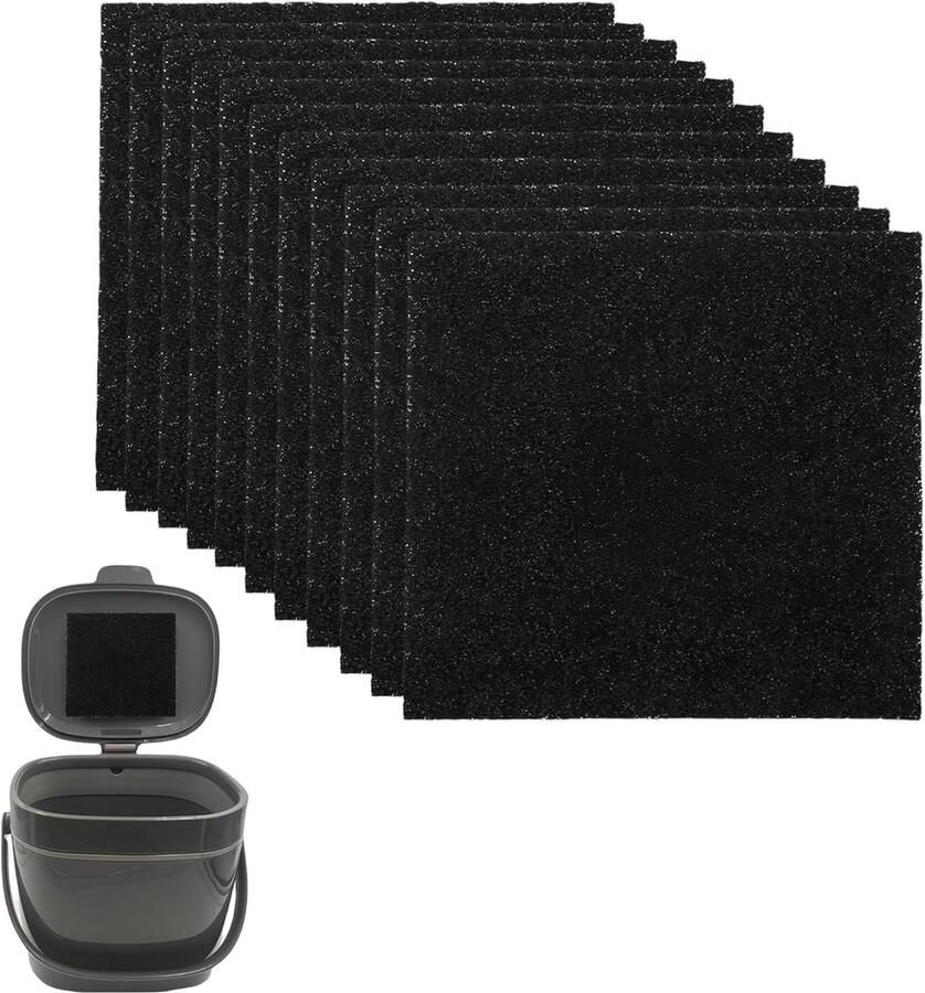 SnelShoppen 10 Stuks Geactiveerde Koolstoffilter voor Afzuigkap Geurfilter voor Compostemmer Actieve Koolstof Filter voor Nat Afval Duurzaam en E
