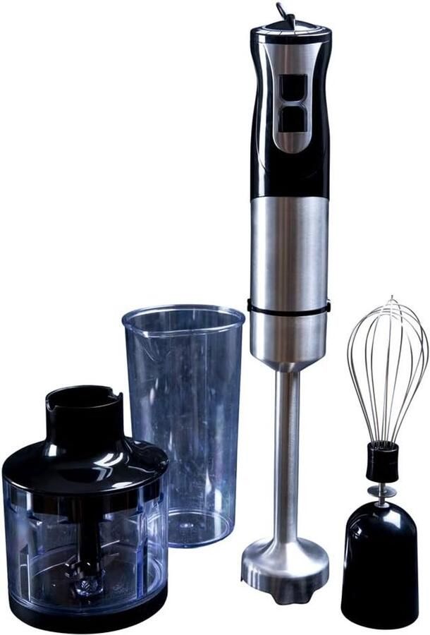 SnelShoppen 1000 Watt Hand Blender Set 3-in-1 voor Soepen en Sauzen RVS 2 Snelheden Inclusief Hakker en Garde Efficiënt en Makkelijk Schoon te