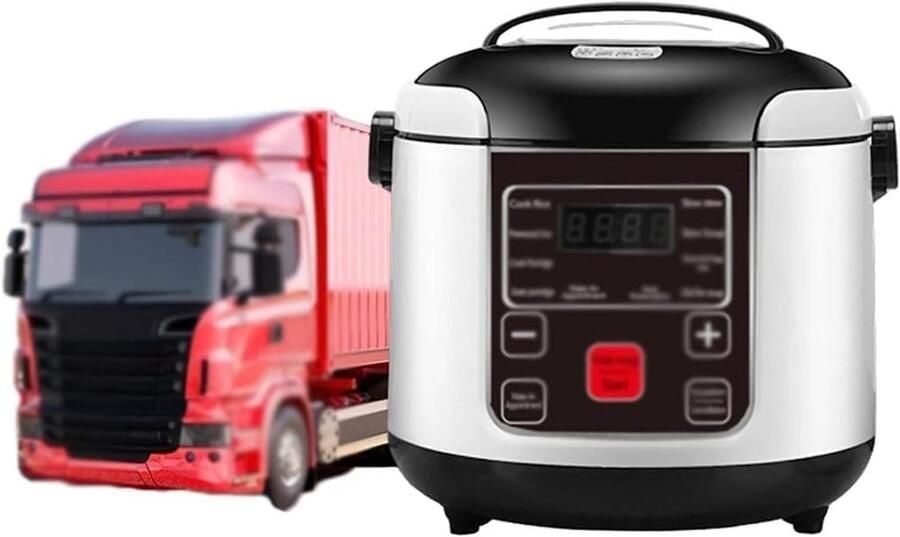SnelShoppen 12V 24V Mini Rijstkoker Draagbare Kookapparaat voor Auto Verwarm- en Warmhoudfunctie Ideaal voor Kamperen en Reizen