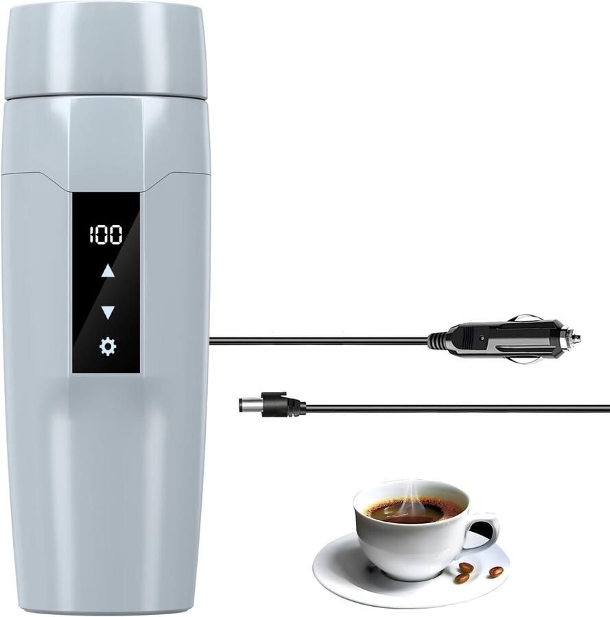 SnelShoppen 12V Draagbare Waterkoker met 40~100℃ Temperatuurregeling Mini Slimme Elektrische Waterverhitter Antilek 80W Snelle Verwarming voor Re