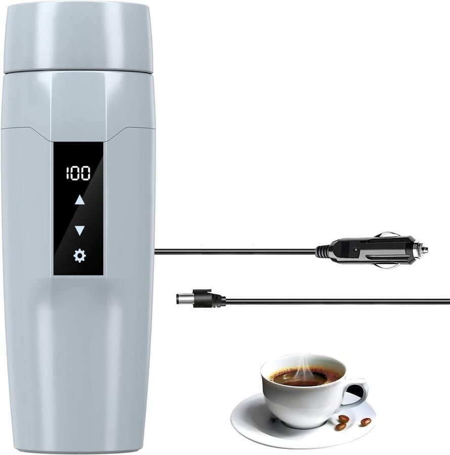 SnelShoppen 12V Draagbare Waterkoker met 40~100℃ Temperatuurregeling Mini Slimme Elektrische Waterverhitter Antilek 80W Snelle Verwarming voor Re