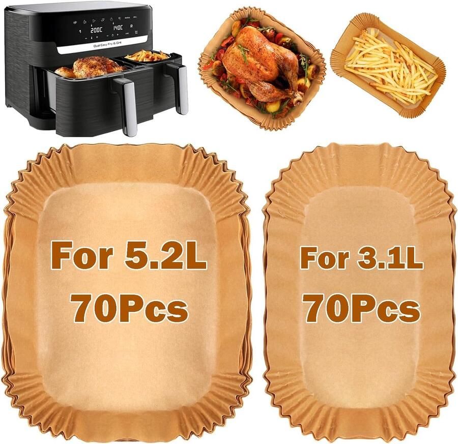 SnelShoppen 140 Stuks Bakpapier voor Airfryer 3000 Series Dubbele Mand 9L 5.2L 3.1L Perfect voor Bakken Koken Keuken Accessoires