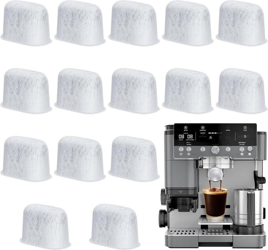 SnelShoppen 15Pack Waterfilterinzetstukken voor Koffiemachine Vervangingsfilters voor Koffiezetapparaat Grijs Ideaal voor Thuisgebruik en Koffiel