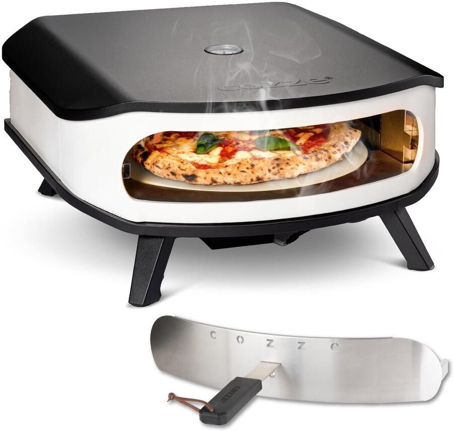 SnelShoppen 17” Gas Pizzaoven met Roterende Pizzasteen Ø42 5 cm 6 0 kW Ingebouwde Thermometer Voor Tuin Keuken Camping Feesten