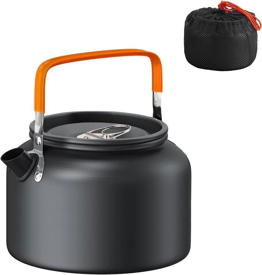 SnelShoppen 1.8L Camping Kettle Lichtgewicht Waterkoker met Draagtas Snelle Verhitting Voor Open Vuur Anti-vuur Handvat Perfect voor Kamperen