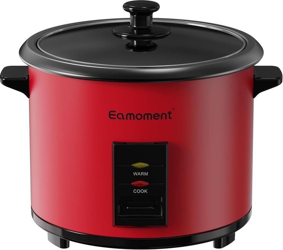 SnelShoppen 1.8L Rijstkoker met Stoomfunctie 700W voor 1-10 Personen Non-Stick Removable Pot Inclusief Maatbeker en Rijstlepel Rood Ideaal voor