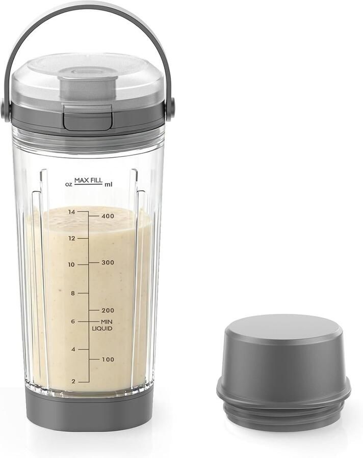 SnelShoppen 18oz Vervangende Mengbeker voor Portable Blender Geschikt voor BC100 en BC151 Series Inclusief Sip Lid met Draaghandvat Blad Lid en O