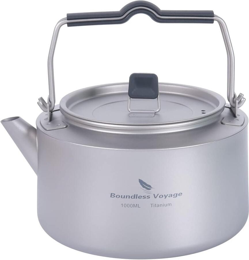 SnelShoppen 1L Titanium Kettle Camping Kookpot met Filter voor Losse Thee Ultralicht Waterkoker voor Binnen en Buiten Ideaal voor Hiken en Kamper