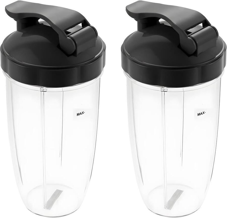 SnelShoppen 2-Delige Nutribullet Juice Extractor Cup Vervangset 32 OZ 950ml met Deksel Geschikt voor 600W en 900W Mixers Ideaal voor Smoothies