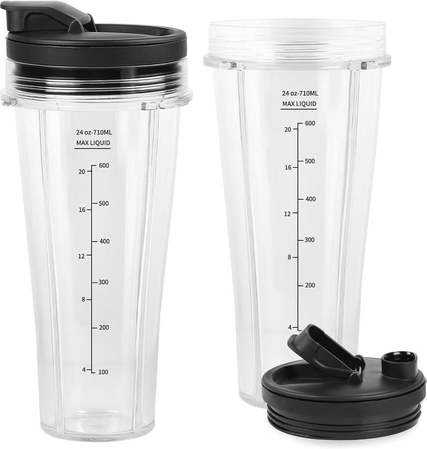 SnelShoppen 2-delige set mixerbekers 710 ml voor Ninja Blender & Mixer Vervangstukken voor keukenmachine Ideaal voor smoothies shakes en meer