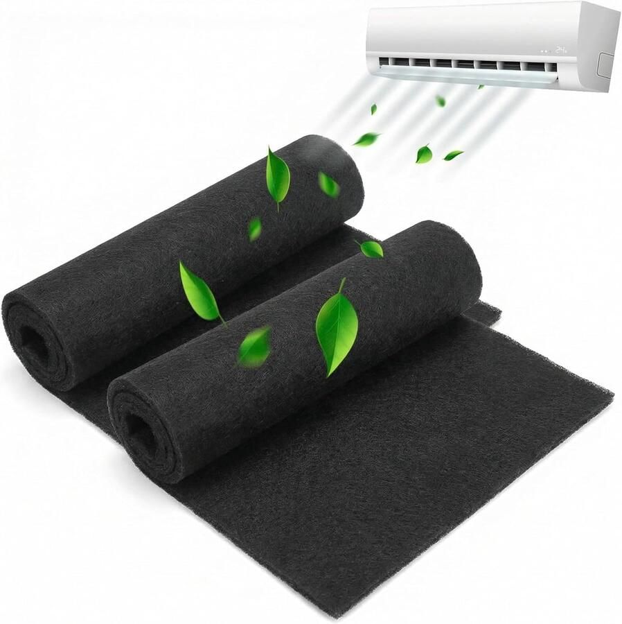 SnelShoppen 2-Delige Set Snijdbare Actieve Koolstoffilter 120 cm x 20 cm x 3 mm voor Afzuigkappen en Luchtzuiveraars Effectieve Geurfilter Geschik