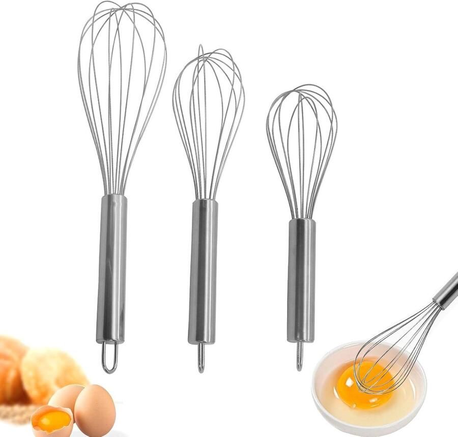 SnelShoppen 2 Handmixers Semi-Automatische Roerende Mixer Roestvrijstalen Rotating Mixer voor Koken en Bakken Thuis (30.5 cm + 25.5 cm)