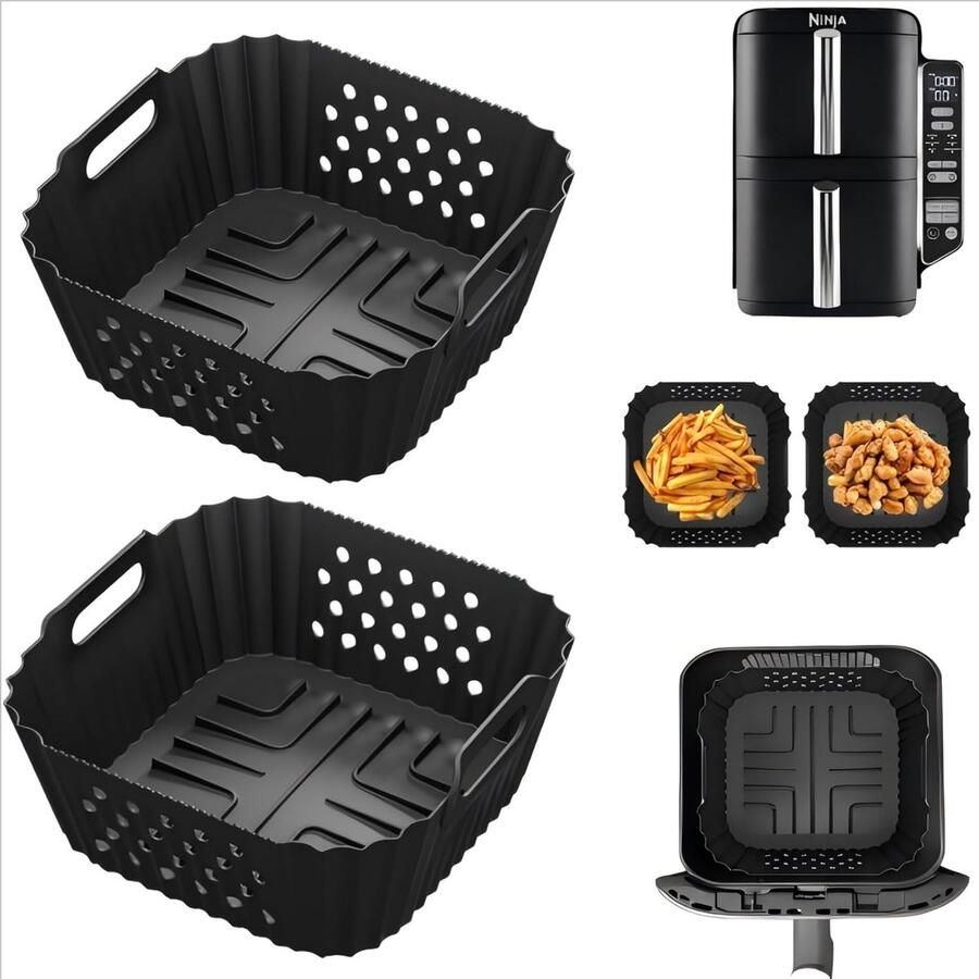SnelShoppen 2 Pack Air Fryer Accessoires voor Dubbele Air Fryer 7.6L BPA Vrij Siliconen Mallen Siliconen Inserts voor Hot Air Fryer Keuken Koken