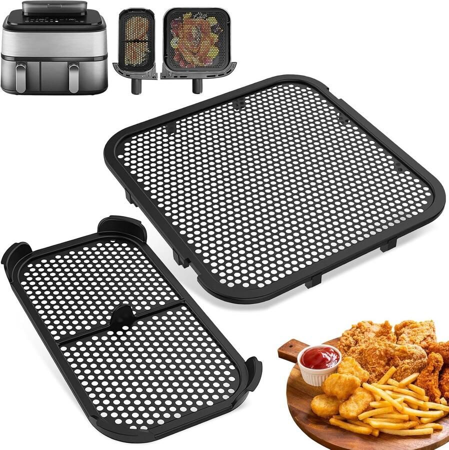SnelShoppen 2 Pack Splash Guard Airfryer Dual Basket Siliconen Bescherming voor 3000 5000 NA350 NA550 3L 6L Herbruikbare Accessoires voor Keuken - Foto 1