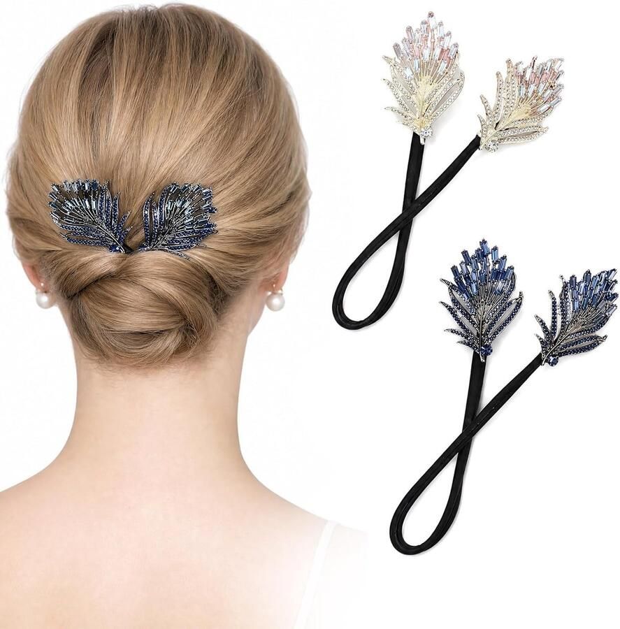 SnelShoppen 2 Pcs Dutt Maker Crystal Haarbun Maker Franse Haarspeld Elegant Haaraccessoire voor Snelle Hairstyling Ideaal voor Vrouwen