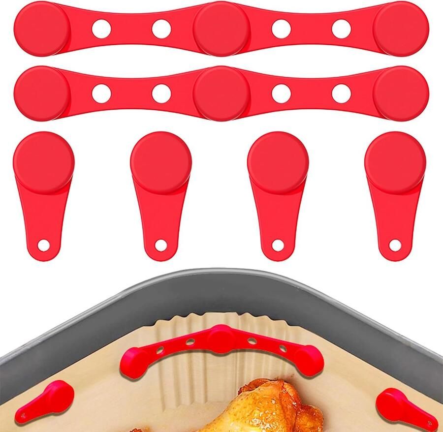 SnelShoppen 2 Sets Magnetische Siliconen Gespen voor Airfryer Hittebestendige Magneten voor Bakpapier Parchment Liner Bevestiging Keuken Access