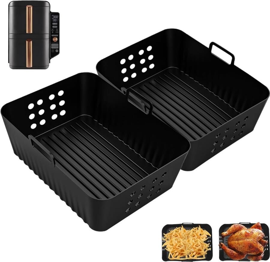 SnelShoppen 2 Siliconen Bakvormen voor Airfryer Geschikt voor Ninja Heteluchtfriteuse Perfecte Accessoires voor Koken en Bakken Ideaal voor Keuke