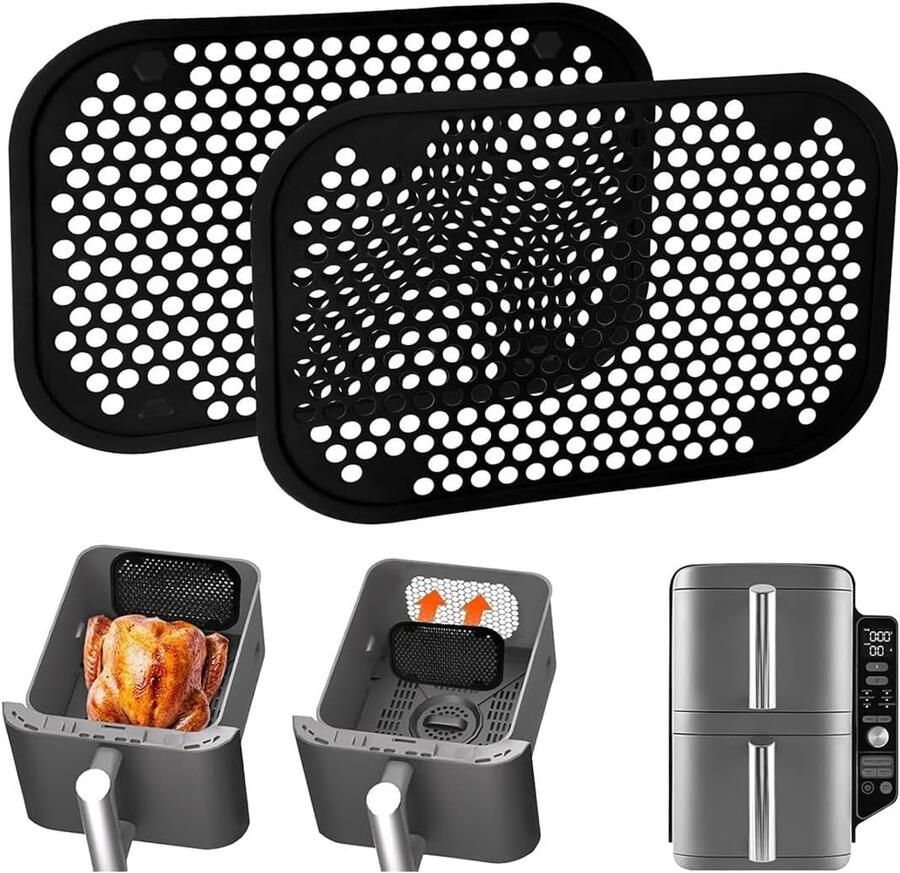 SnelShoppen 2 Spatbeschermingsaccessoires voor Herbruikbare Siliconen Heteluchtfriteuse Ninja Double Stack XL SL400EU en SL300EU Perfect voor Keuke