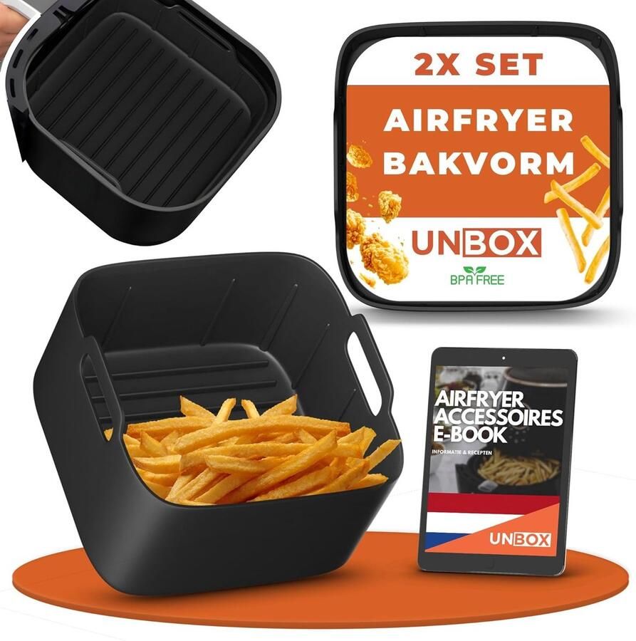 SnelShoppen 2 Stuks Airfryer Siliconen Bakvorm 21cm Herbruikbare Bakvormen voor Airfryer XL COSORI Ninja Cecotec Alternatief voor Bakpapier