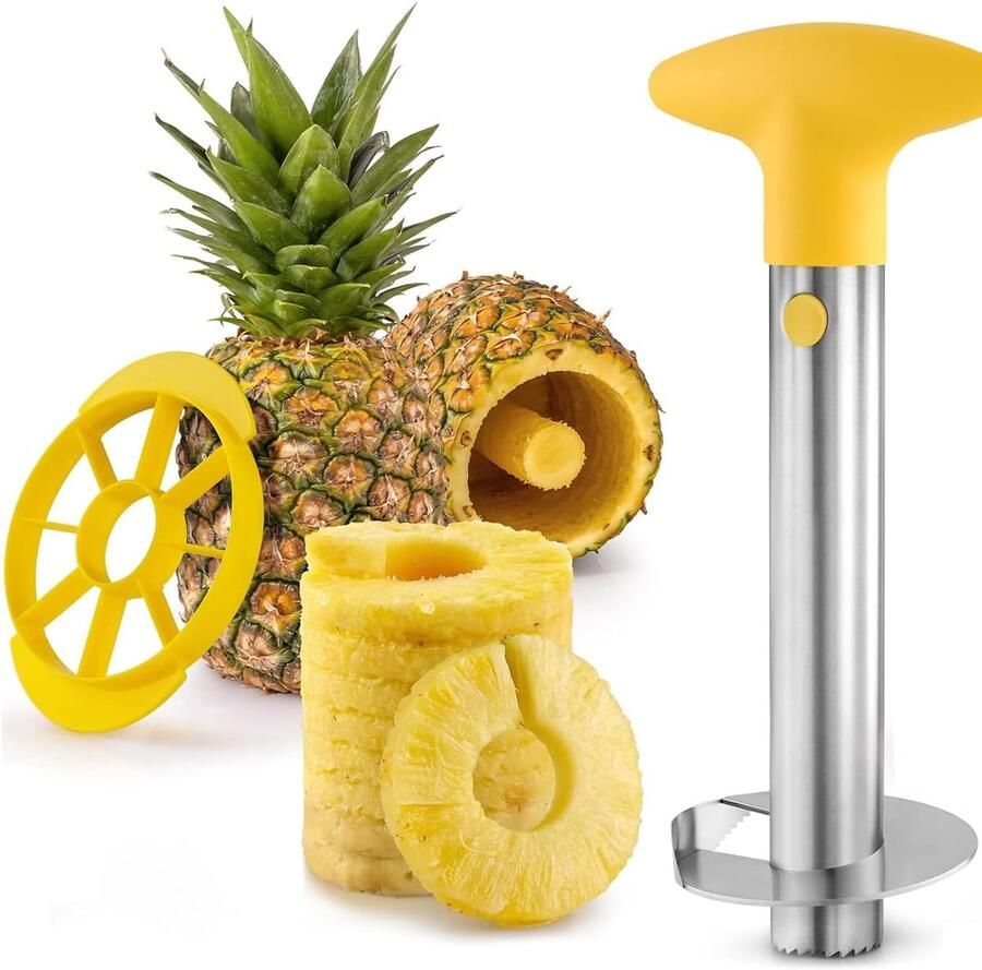 SnelShoppen 2 stuks ananas boormachine en snijtool roestvrijstalen ananas snijmachine ananas corer snijmachine voor ananaskern en -schil keukena