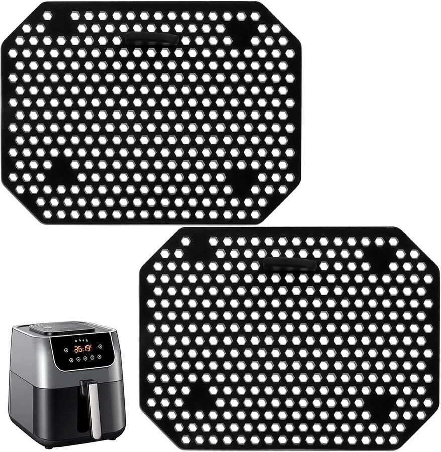 SnelShoppen 2 Stuks Herbruikbare Siliconen Spatbescherming voor Heteluchtfriteuse Accessoires voor Airfryer Double Stack XL Hoogwaardige Spatbesch