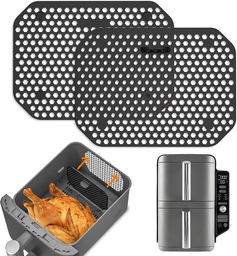 SnelShoppen 2 Stuks Herbruikbare Splash Guard Accessoires voor Air Fryer Silicone Bescherming voor Ninja Double Stack XL SL400EU en SL300EU Keuken