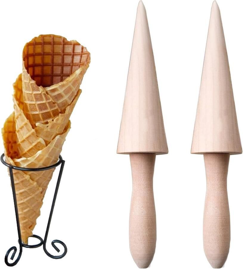 Wafelvorm houten kegel Set van 2 Voor het maken van ijswafels Eenvoudig in gebruik ShopVlot