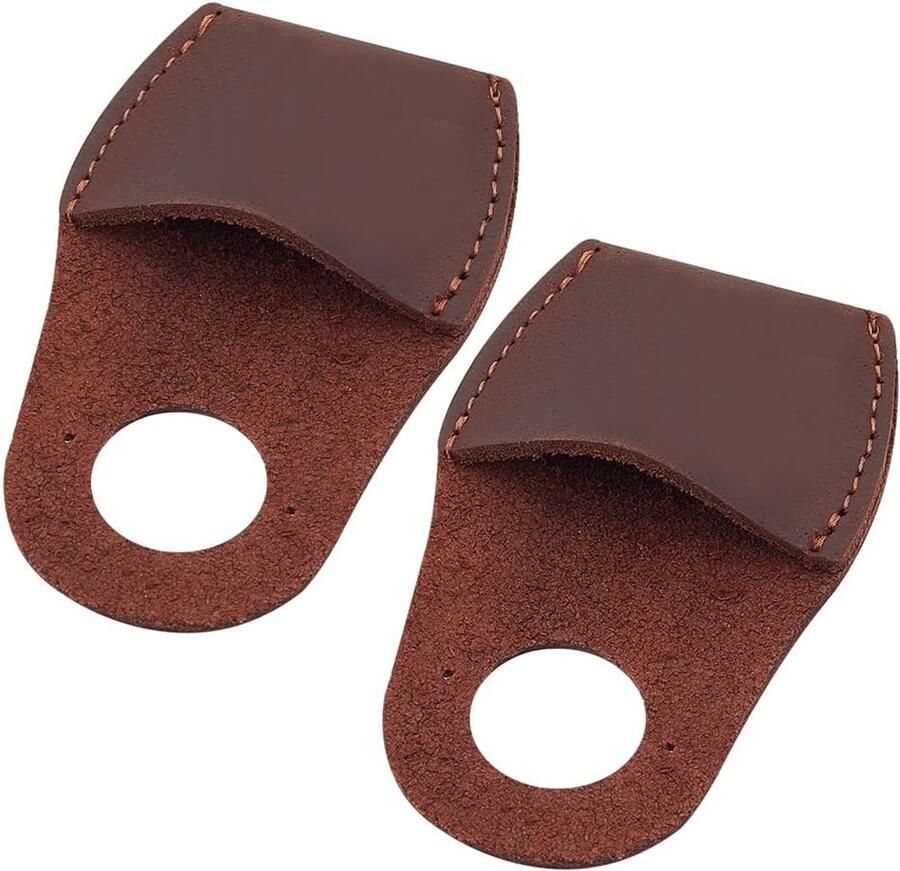 SnelShoppen 2 Stuks Leer Duim Beschermer Vinger Bescherming Snijmachine Handgemaakte Houtbewerking Set Accessoires Duimguard Houtsnijden