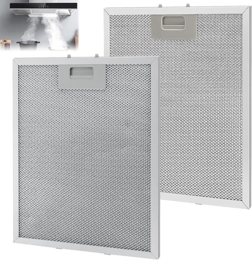 SnelShoppen 2 Stuks Metaal Vetfilter voor Afzuigkap 320x260mm 5-Laags Aluminium Vettfilter Universeel RVS Filter voor Keuken Afzuiging