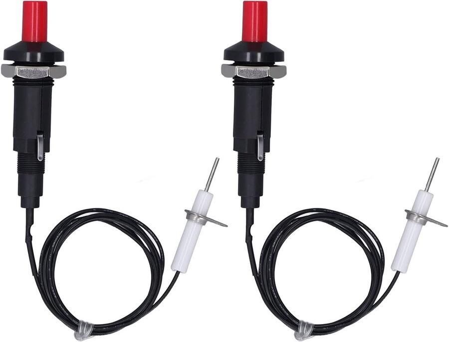 SnelShoppen 2 Stuks Piezo Elektrische Ontsteker met Drukknop en Ontstekingsnaald 1 Meter voor Gasgrill Fornuis Heater Haard en Oven Keukenacces